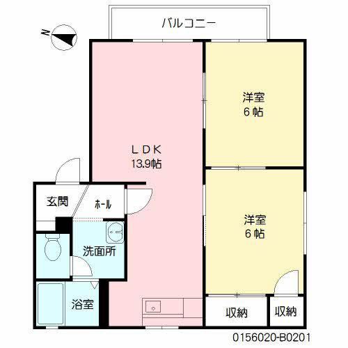 ファンタジープラザ篠栗B(2LDK/2階)の間取り写真