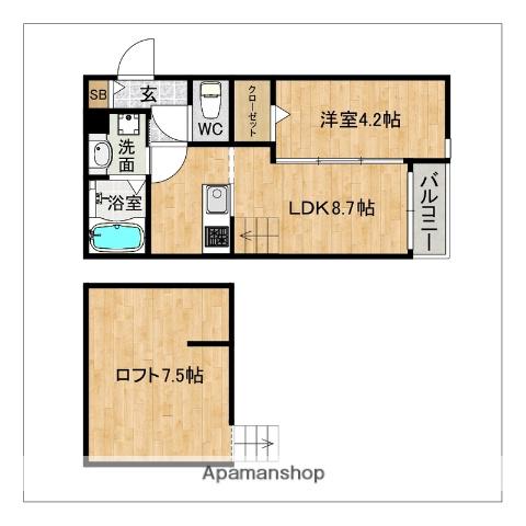 GRANGE二日市(1LDK/1階)の間取り写真