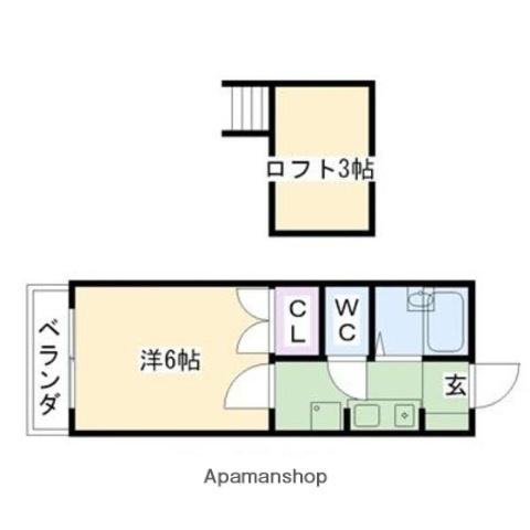 ウィステリア小郡(1K/2階)の間取り写真