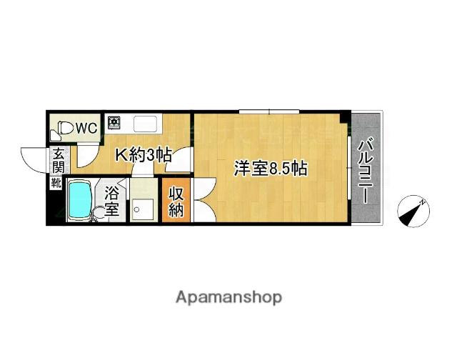 WIN二日市(1K/3階)の間取り写真