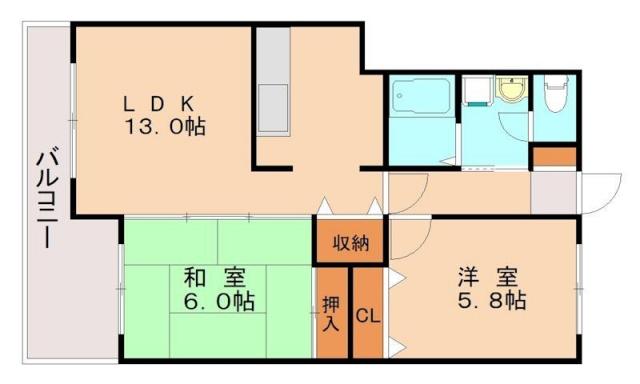 LIVE筑紫野(2LDK/4階)の間取り写真