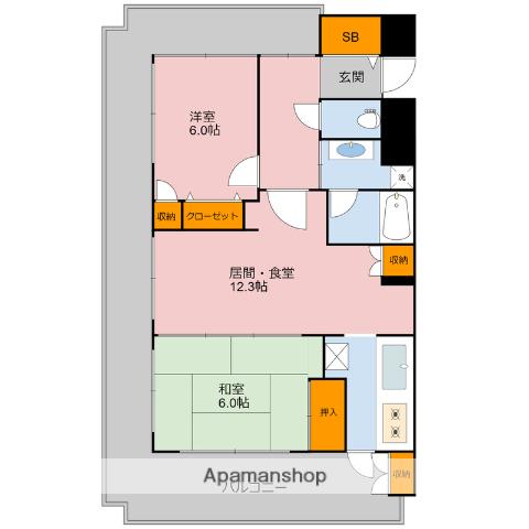 サンリヤン大野城駅前6番館(2LDK/16階)の間取り写真