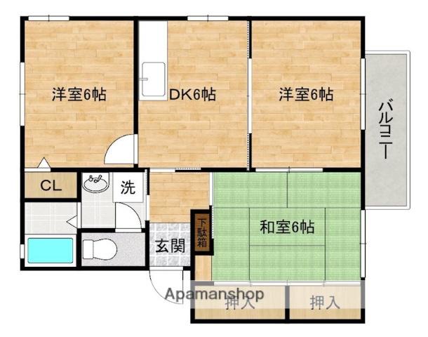 シックステージE・F棟(3DK/2階)の間取り写真