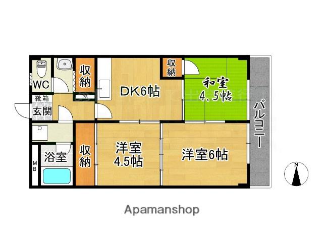 セイホーハイツ筑紫(3DK/4階)の間取り写真