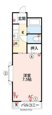 B-INハウス鳥栖(1K/3階)の間取り写真