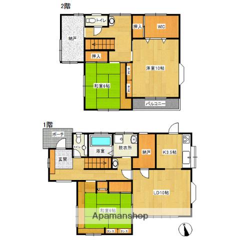 西日本鉄道太宰府線 西鉄五条駅 徒歩20分 2階建 築31年(3LDK)の間取り写真