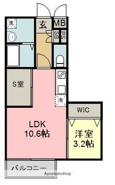 LIFEFIELD小郡Ⅱ(1SLDK/3階)の間取り写真