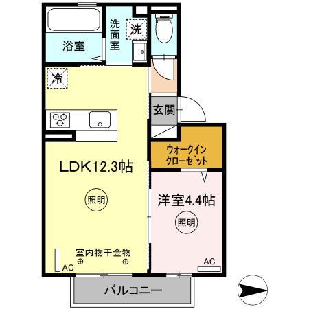 ラ・ルーチェ(1LDK/2階)の間取り写真