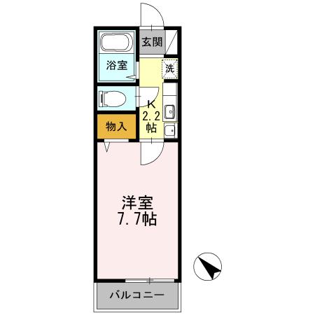 セリバテール太宰府(1K/2階)の間取り写真