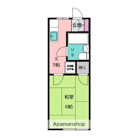 若草ハイツ(1K/1階)の間取り写真