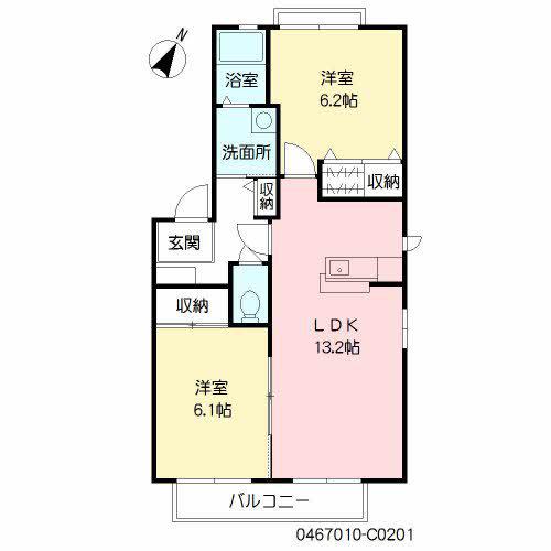 セピアコート赤坂 C棟(2LDK/2階)の間取り写真