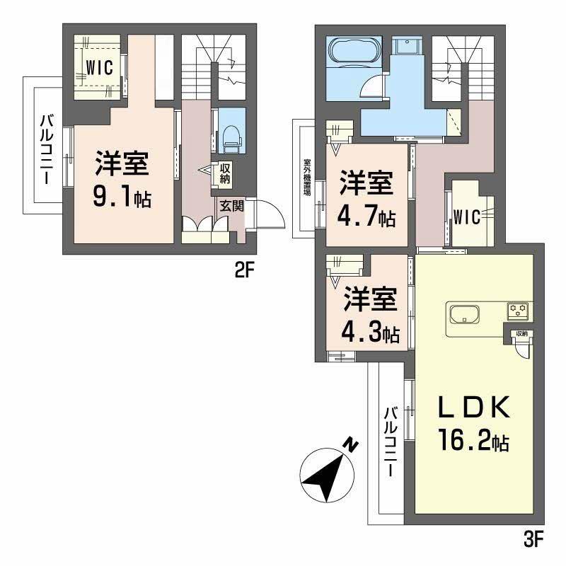シャーメゾン大野城中央(3LDK/2階)の間取り写真
