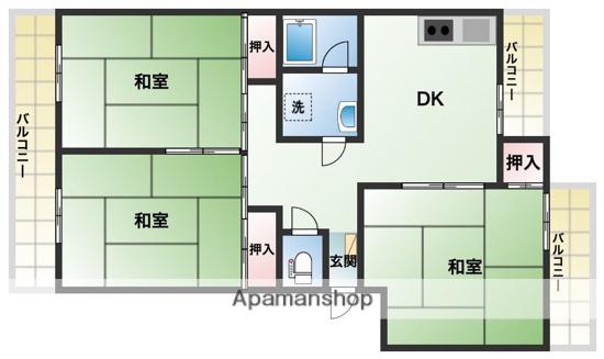 フォーサイト紫R・VIEW TERRACE(3DK/3階)の間取り写真