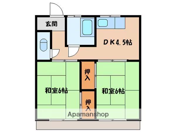 一二三荘(2DK/1階)の間取り写真