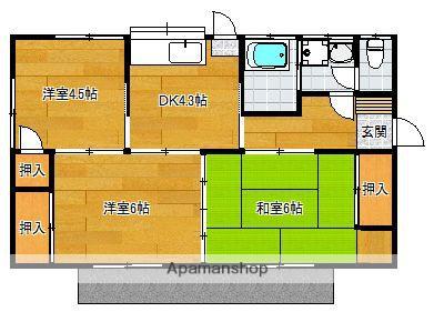 鹿児島本線 二日市駅 徒歩12分 1階建 築52年(3K)の間取り写真