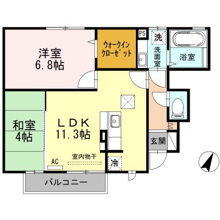 ドエル古賀Ⅱ(2LDK/1階)の間取り写真