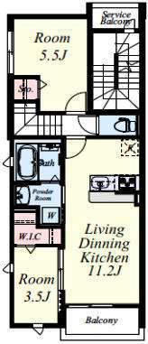グランクリュ大野城(2LDK/2階)の間取り写真