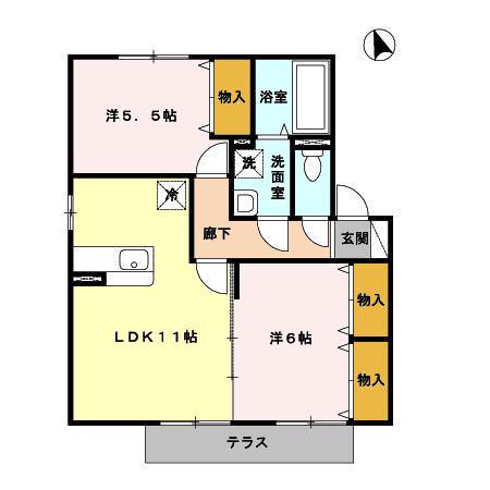 JAM B棟(2LDK/1階)の間取り写真