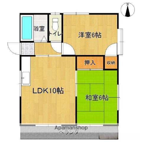 メゾン玉虫(2LDK/2階)の間取り写真