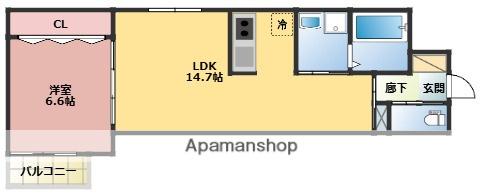 メディオリヴェール紫駅(1LDK/1階)の間取り写真