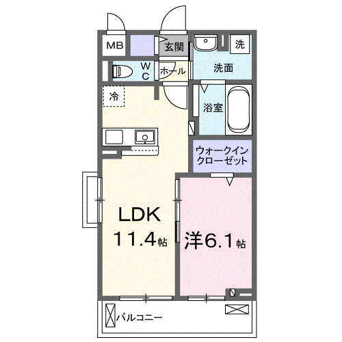 セイバリーレジデンス(1LDK/2階)の間取り写真