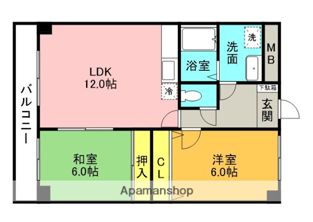 ヴェルジュ大野城レジデンシャルスイート(2LDK/1階)の間取り写真