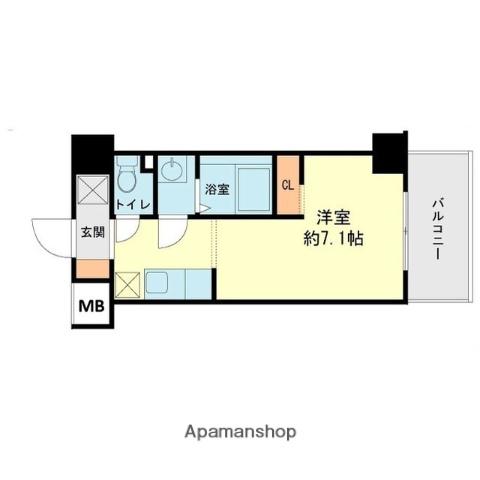 ブルージュ春日野(1K/6階)の間取り写真