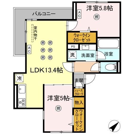 D-RESIDENCE光丘町A棟 A棟(2LDK/3階)の間取り写真