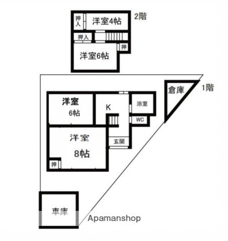 西鉄天神大牟田線 下大利駅 徒歩45分 2階建 築47年(4K)の間取り写真