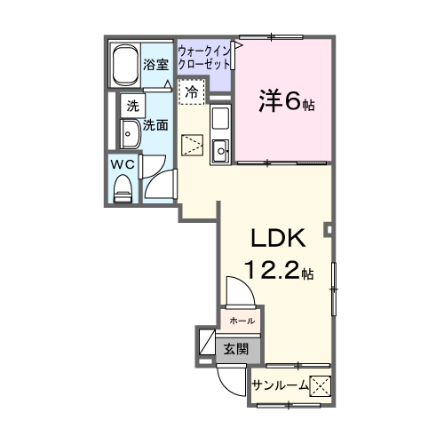 グレイス ケイ(1LDK/1階)の間取り写真