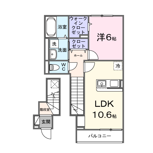 グレイス ケイ(1LDK/2階)の間取り写真