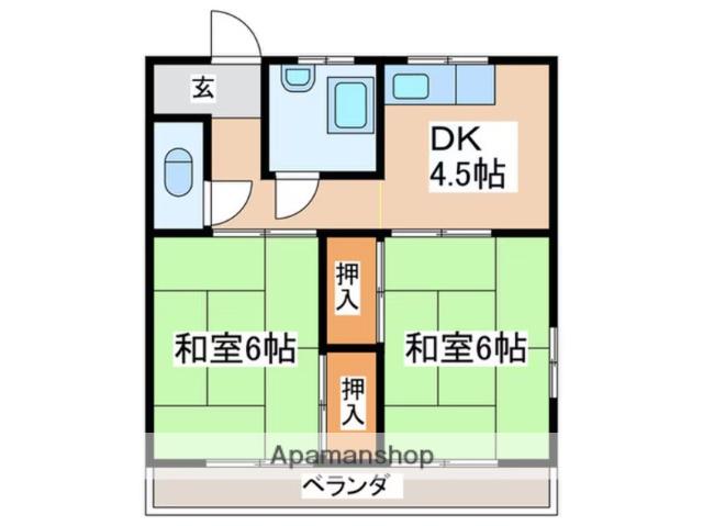 松本荘(2DK/1階)の間取り写真