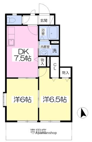 シェルネッサスⅡC(2DK/1階)の間取り写真