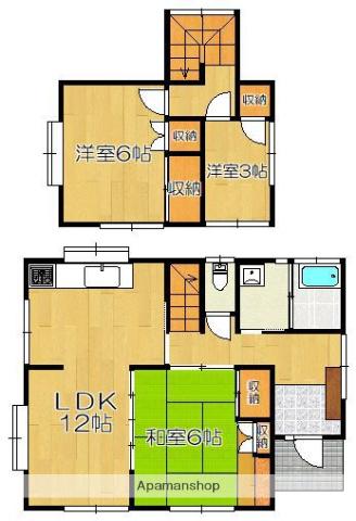 西鉄天神大牟田線 朝倉街道駅 徒歩28分 2階建 築39年(3LDK)の間取り写真