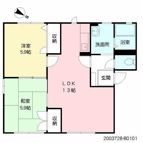メゾン・ド・ボヌール Ⅱ棟(2LDK/1階)の間取り写真