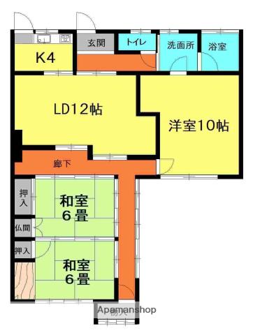 香椎線 須恵中央駅 徒歩10分 1階建 築85年(3LDK)の間取り写真
