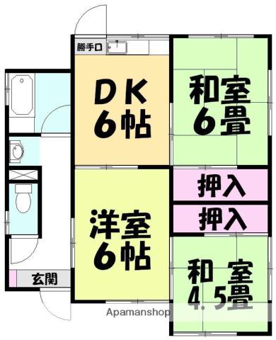 香椎線 宇美駅 徒歩11分 1階建 築45年(3DK)の間取り写真