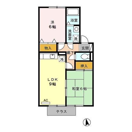 ラベンダーヴィラA(2DK/1階)の間取り写真