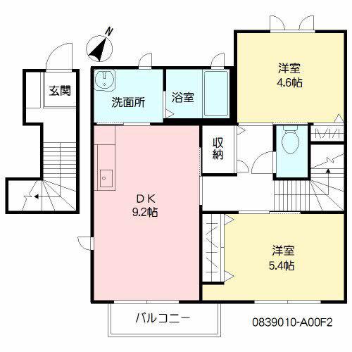 カーサミア(2DK/2階)の間取り写真