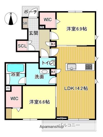 M.LEONE(2LDK/1階)の間取り写真