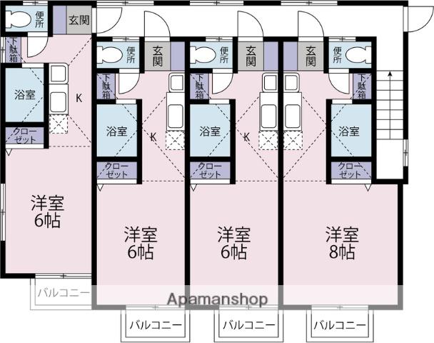 ウイニングハイム(1K/2階)の間取り写真