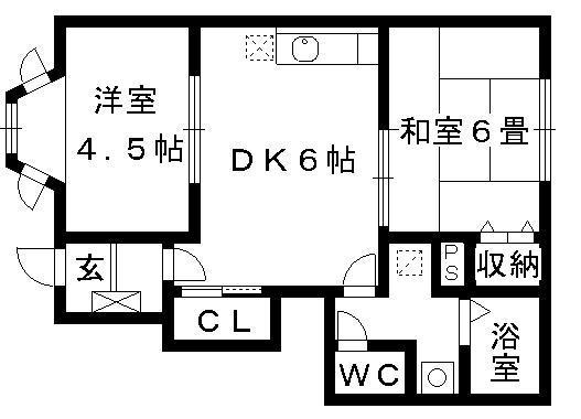 シャルマン御笠Ⅱ(2DK/1階)の間取り写真