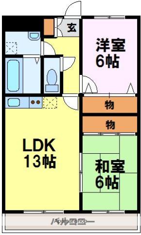 アビエンテ都府楼(2LDK/4階)の間取り写真