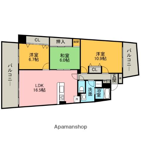 アイランドシティインフィニガーデン ノース棟(3LDK/13階)の間取り写真