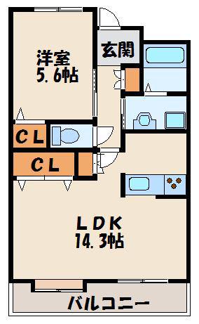 レシェンテ・ヴィラ福間(1LDK/8階)の間取り写真