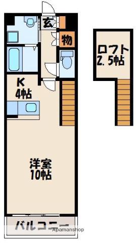 レジェンド桜 参番館(1K/2階)の間取り写真