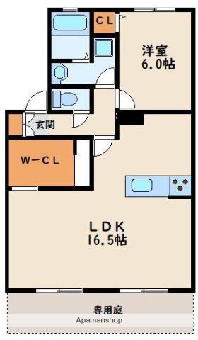 ハイカムールメイプル(1LDK/2階)の間取り写真