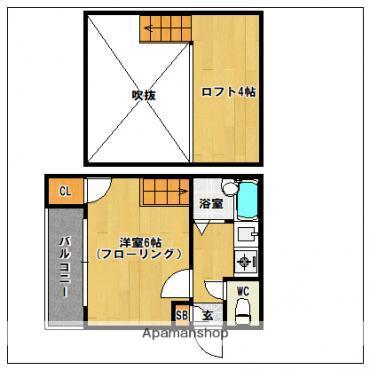 サンルーム香椎(1K/1階)の間取り写真