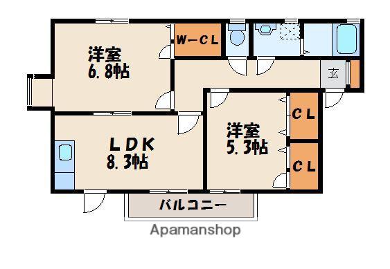 クオーレ古賀(2LDK/2階)の間取り写真