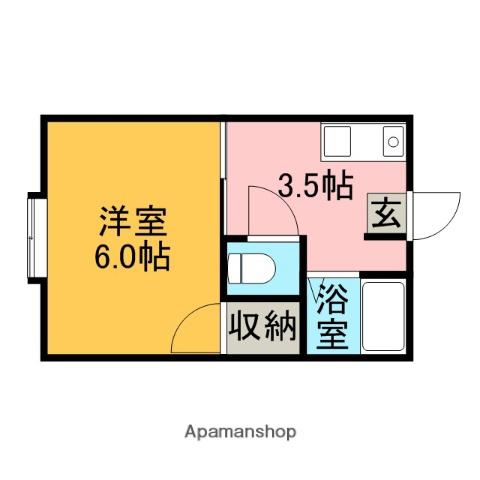 ブルーハイツA・B(1K/1階)の間取り写真